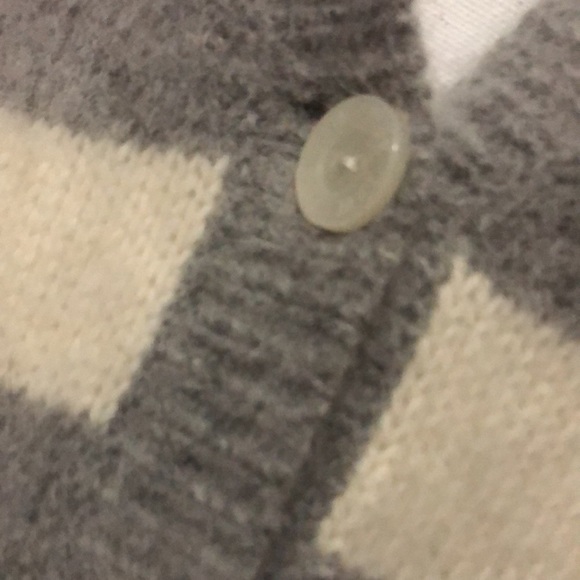 RARE-VS PINK Angora Cardigan-Sz S-Gray&White Stripes-Deep V Neck-EUC - Picture 7 of 16